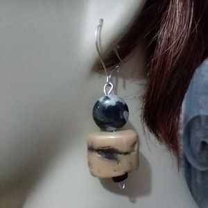 SEA CORAL DANGLES. Black jasper gemmy beads NATURE